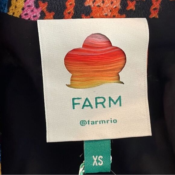 FARM RIO Macaw Island Printed Maxi Dress Tropical Vacation XS Black - Picture 14 of 16